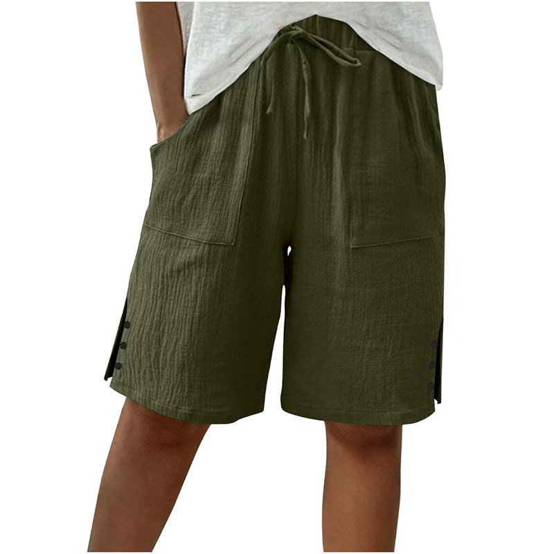 Pantalones cortos de verano para mujer con detalle de botón lateral