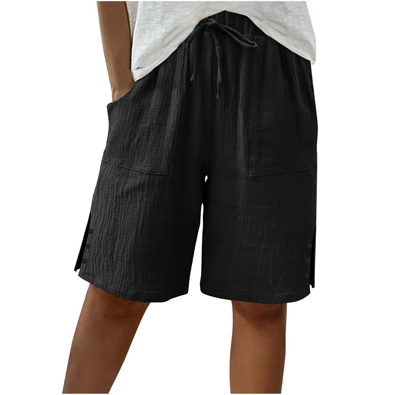 Pantalones cortos de verano para mujer con detalle de botón lateral