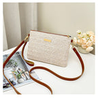 Bolso de paja tejido con correa para el hombro para mujer