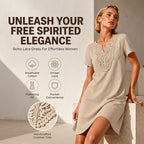 Vestido camiseta bohemio de encaje con cuello en V para mujer