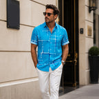 📢📢¡50% DE DESCUENTO! ⏰ Camisa de botones de corte relajado con estampado geométrico para hombre