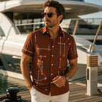 📢📢¡50% DE DESCUENTO! ⏰ Camisa de botones de corte relajado con estampado geométrico para hombre