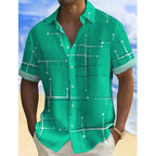 📢📢¡50% DE DESCUENTO! ⏰ Camisa de botones de corte relajado con estampado geométrico para hombre